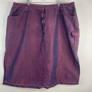 Vintage Indie Denim Skirt Womens 3X Red Irridescent Grunge Casual Modest Classic